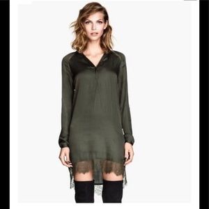 Lace Trim Olive Green Tunic